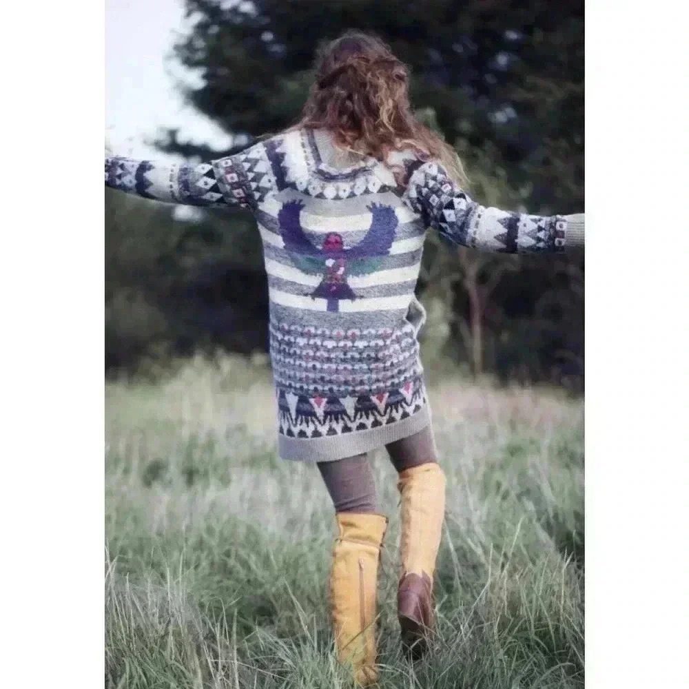 Free People Nordic Fair Isle Pullover Tunic Sweater Dress XS S Eagle Wool $228
